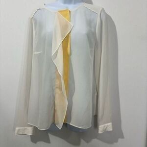 DKNY white long sleeve blouse size L   A602